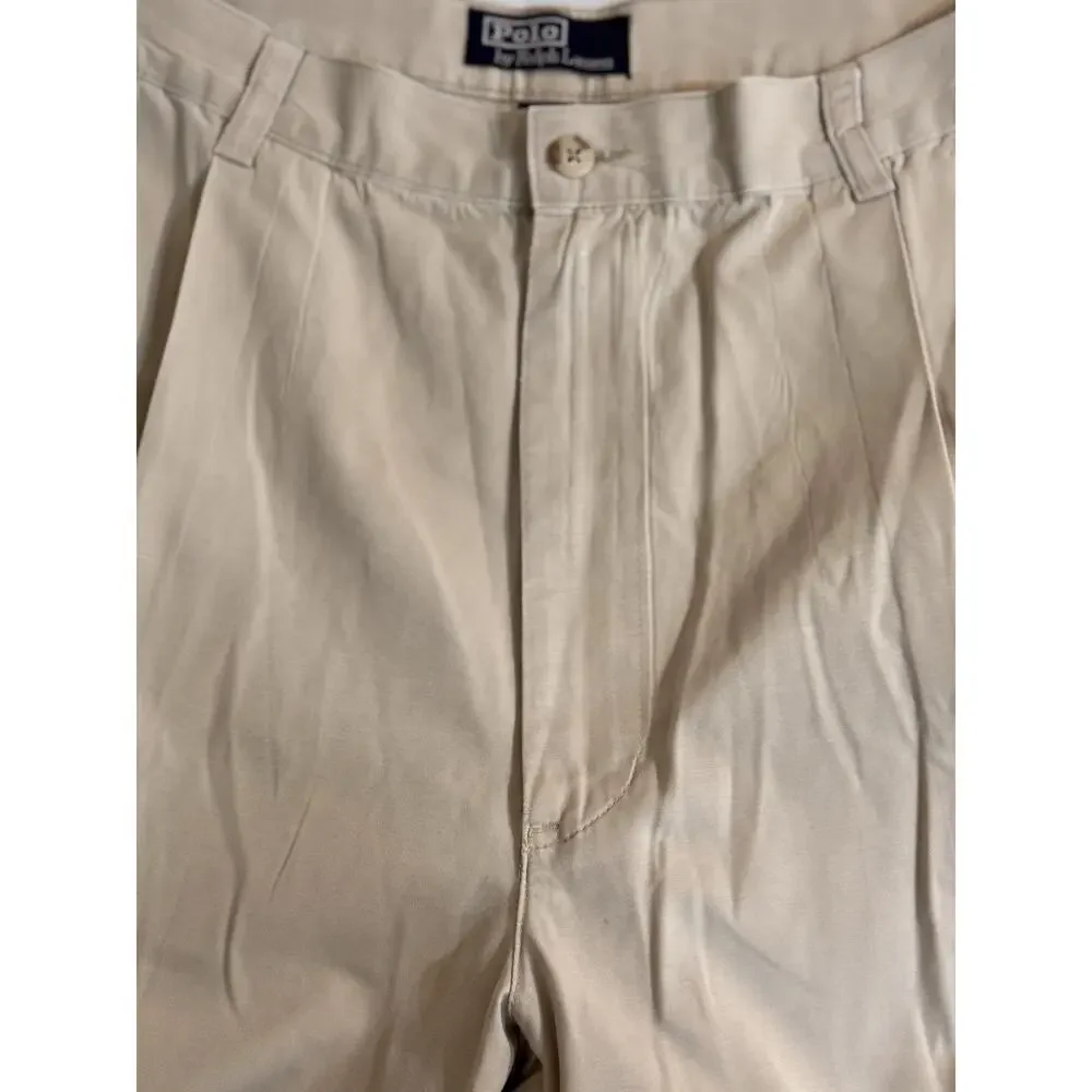 Polo Ralph Lauren Ethan Men's Beige Pleated Chino Pants 38x30 Classic Fit LY22